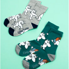 Load image into Gallery viewer, Kids Double Pack Moomintroll Socks - Green/Grey
