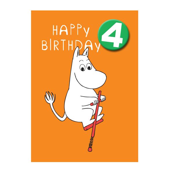 Moomin 4 Birthday Badge Card