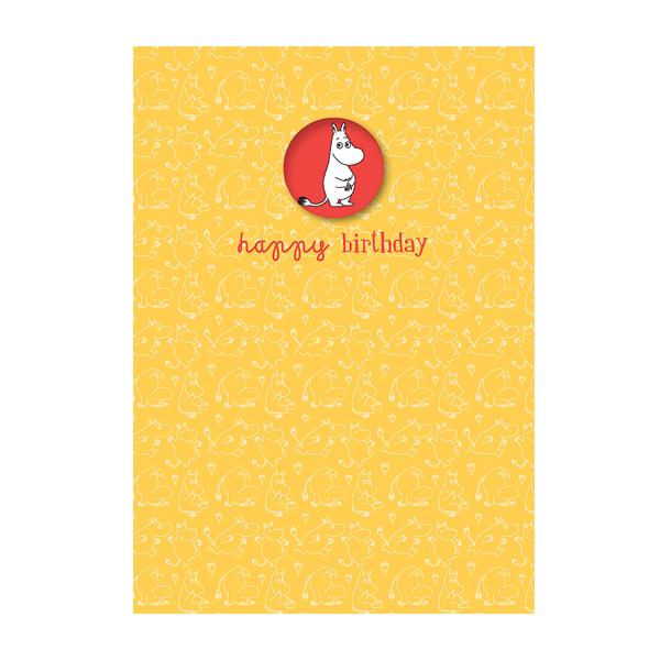 Moomin Happy Birthday Badge Card (Yellow)