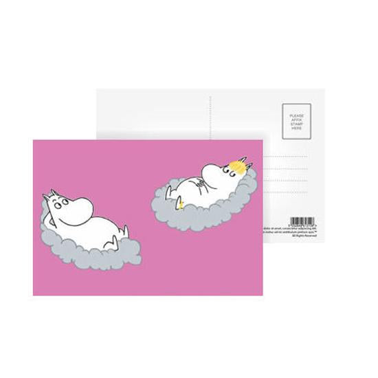 Moomin Postcard - On the Clouds (Pink)