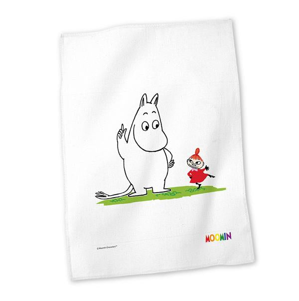 Moomin Tea Towel - White, Moomin & Little My