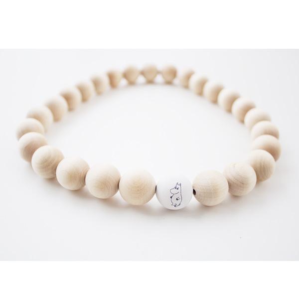 Wooden Big Bead Necklace - Natural, Moomintroll